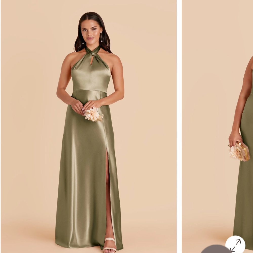 Birdy Grey Monica Satin Shiny Dress - Moss Green